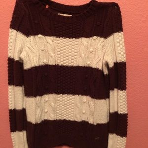 Hollister Maroon & White Knit Sweater
